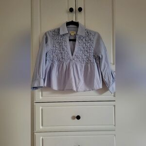 Chic Light Blue Textured Blouse